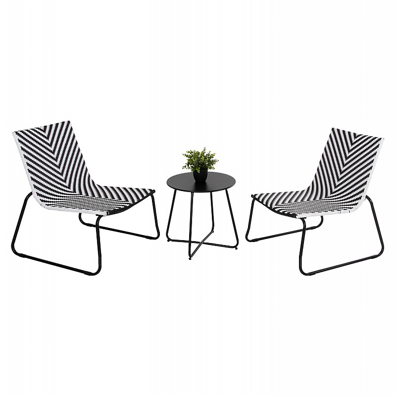 ΣΕΤ ΕΞΩΤ.ΧΩΡΟΥ PONY HM6081 ΜΕΤΑΛΛΙΚΟ ΤΡΑΠΕΖΙ-2 ΚΑΡΕΚΛΕΣ ΛΕΥΚΟ-ΜΑΥΡΟ ΣΥΝΘ.RATTAN