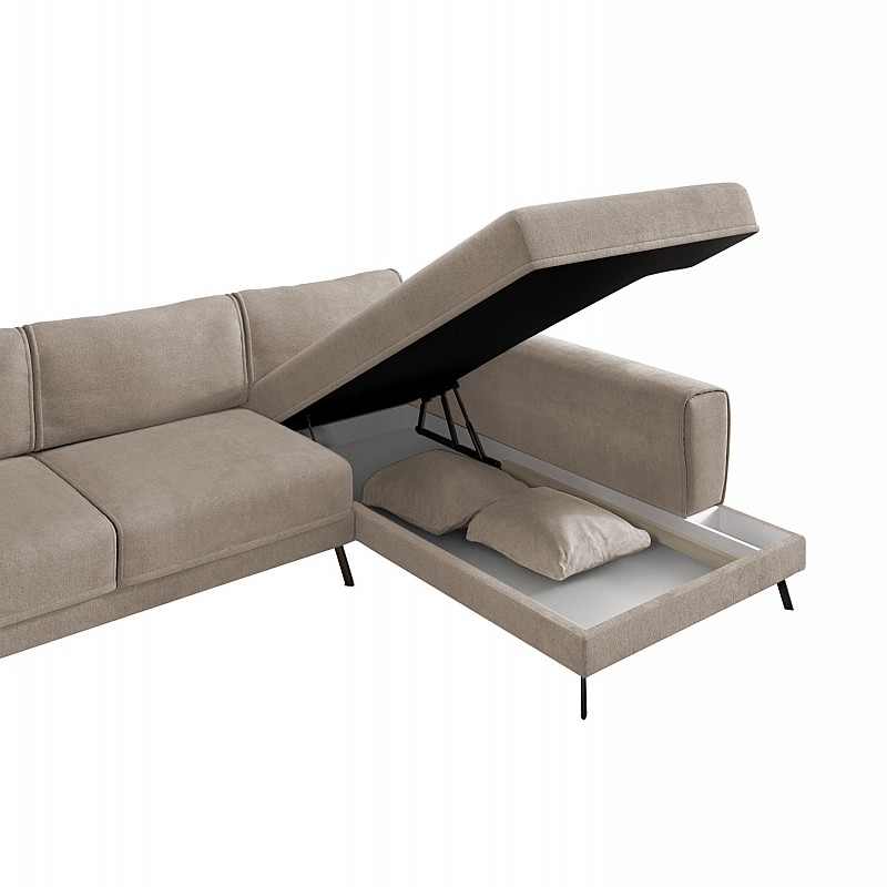 ΚΑΝΑΠΕΣ ΚΡΕΒΑΤΙ ΔΕΞΙΑ ΓΩΝΙΑ ZENORA HM3337.03R ΜΠΕΖ ΥΦΑΣΜΑ 303x214x80Υεκ