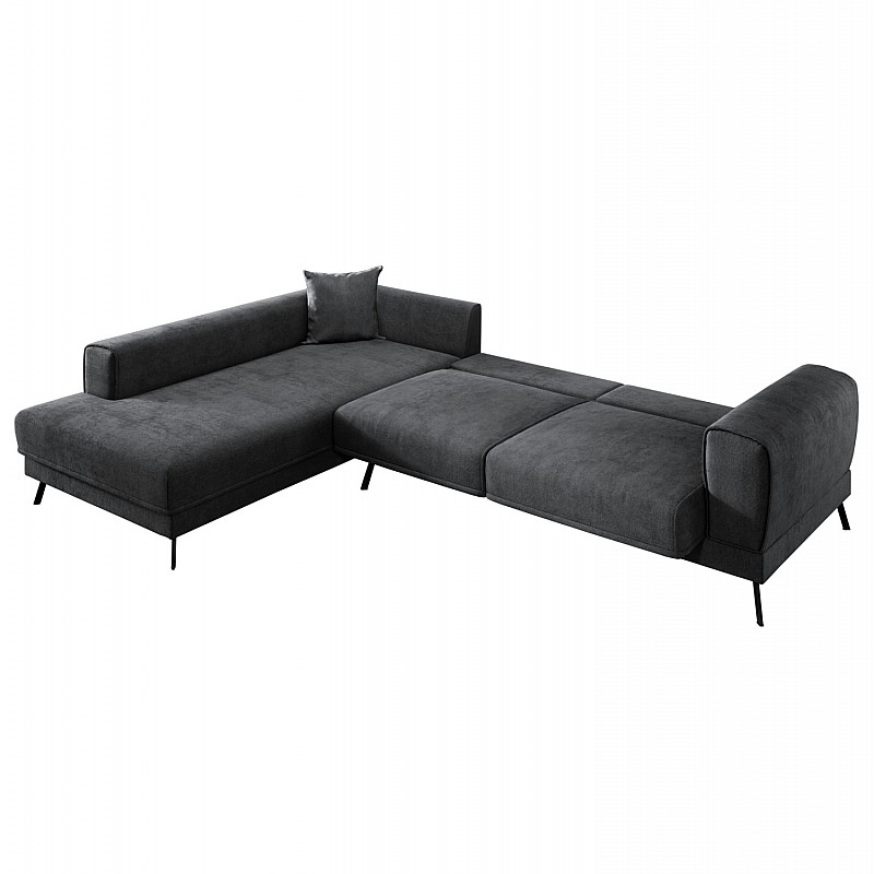 ΚΑΝΑΠΕΣ ΚΡΕΒΑΤΙ ΑΡΙΣΤΕΡΗ ΓΩΝΙΑ ZENORA HM3337.01L ΣΚΟΥΡΟ ΓΚΡΙ ΥΦΑΣΜΑ 303x214x80Υεκ