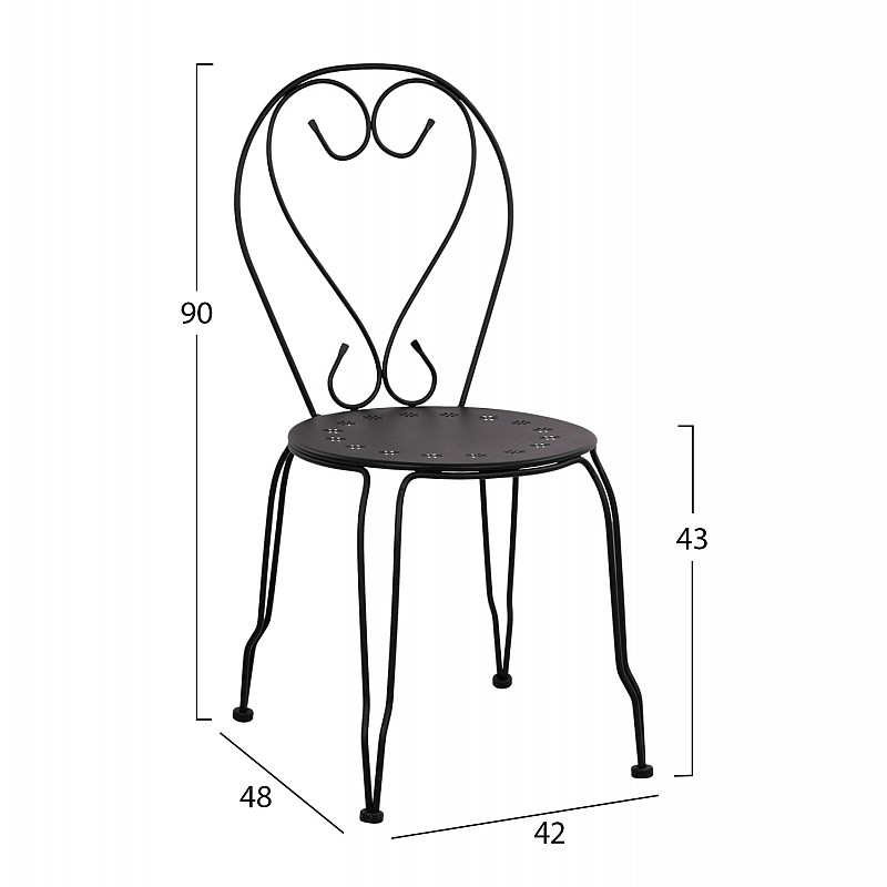 ΚΑΡΕΚΛΑ ΜΕΤΑΛΛΙΚΗ AMORE ΜΑΥΡΗ 42x48x90 εκ. HM5007.11 ΚΑΡΕΚΛΑ ΜΕΤΑΛΛΙΚΗ AMORE ΜΑΥΡΗ 42x48x90 εκ. HM5007.11