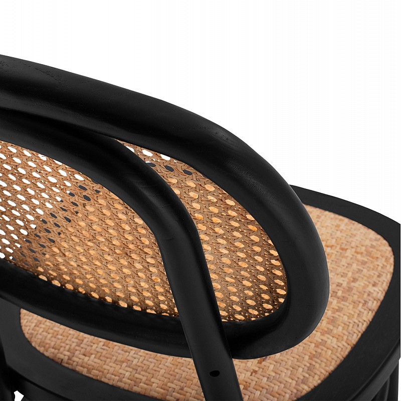 ΚΑΡΕΚΛΑ ΞΥΛΙΝΗ PENNY ΜΕ ΠΛΕΞΗ RATTAN ΣΕ ΜΑΥΡΗ ΑΠΟΧΡΩΣΗ HM8747 44x51x87 εκ.