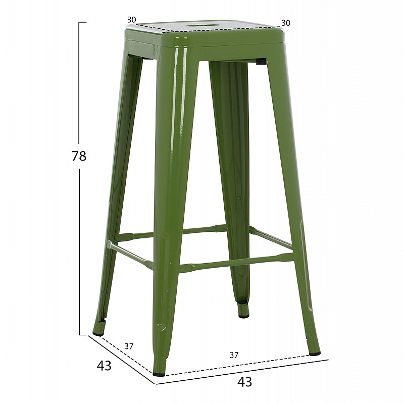 ΣΚΑΜΠΟ BAR ΜΕΤΑΛΛΙΚΟ MELITA ΣΕ LIGHT OLIVE GREEN HM8642.13 43x43x78 εκ.