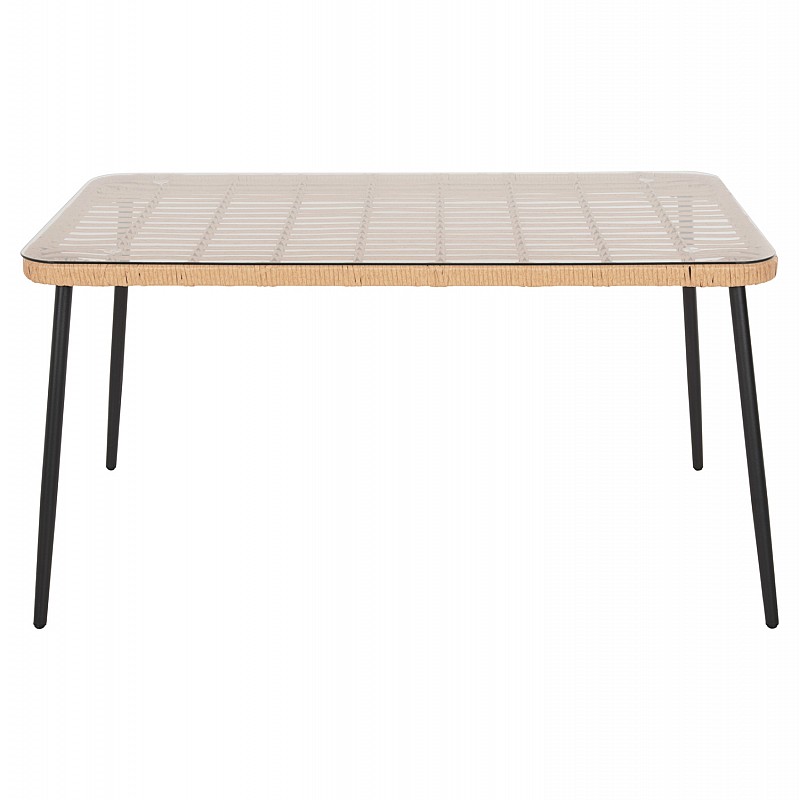 ΤΡΑΠΕΖΙ ΟΡΘΟΓΩΝΙΟ ALLEGRA HM5537.11 ΜΕΤΑΛ.ΜΑΥΡΟ-P.E. RATTAN ΦΥΣΙΚΟ 139,5x79,5x73Υεκ.