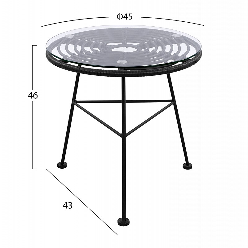 ΤΡΑΠΕΖΙ ΜΕΤΑΛΛΙΚΟ ALLEGRA ΜΕ WICKER ΣΕ ΜΑΥΡΗ ΑΠΟΧΡΩΣΗ ΚΑΙ ΓΥΑΛΙ HM5459.02  Φ45x46εκ ΤΡΑΠΕΖΙ ΜΕΤΑΛΛΙΚΟ ALLEGRA ΜΕ WICKER ΣΕ ΜΑΥΡΗ ΑΠΟΧΡΩΣΗ ΚΑΙ ΓΥΑΛΙ HM5459.02  Φ45x46εκ