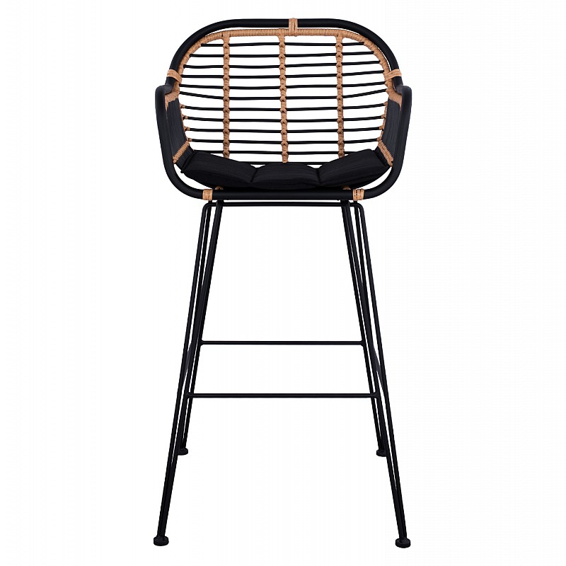 ΣΚΑΜΠΟ ΜΕΤΑΛΛΙΚΟ ALLEGRA HM5690 ΜΕ WICKER ΜΑΥΡΟ-ΜΠΕΖ 55x60x109Υ εκ.