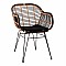 ΠΟΛΥΘΡΟΝΑ ΜΕ ΜΑΞΙΛΑΡΙ ΜΕΤΑΛΛΙΚΗ ALLEGRA HM5663 ΜΕ WICKER ΜΠΕΖ & ΜΑΥΡΟ ΧΡΩΜΑ  58x60x82Υ εκ.