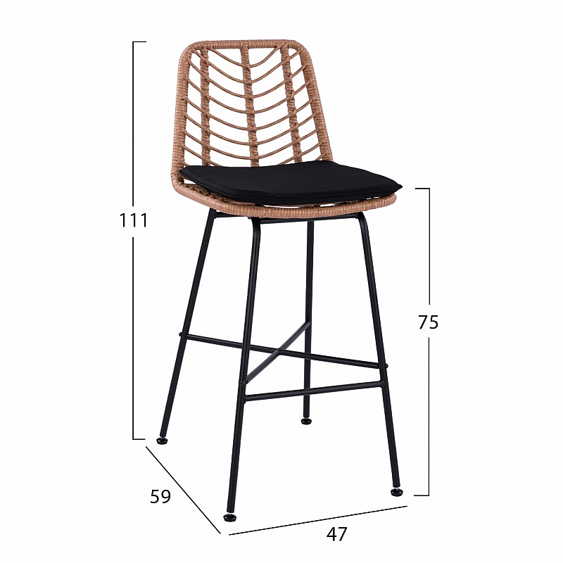 ΣΚΑΜΠΟ ΜΕΤΑΛΛΙΚΟ GAVIN HM5706 ΜΕ WICKER ΜΠΕΖ 47Χ59Χ111Υ εκ.