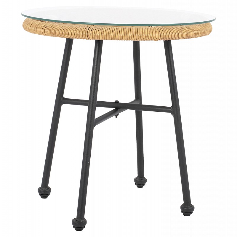 ΤΡΑΠΕΖΙ ΜΕΤΑΛΛΙΚΟ SPENCER HM5716 ΜΕ WICKER ΜΠΕΖ Φ48,5x51 εκ.