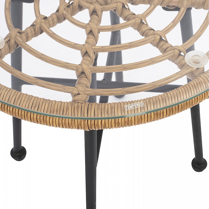 ΤΡΑΠΕΖΙ ΜΕΤΑΛΛΙΚΟ SPENCER HM5716 ΜΕ WICKER ΜΠΕΖ Φ48,5x51 εκ.