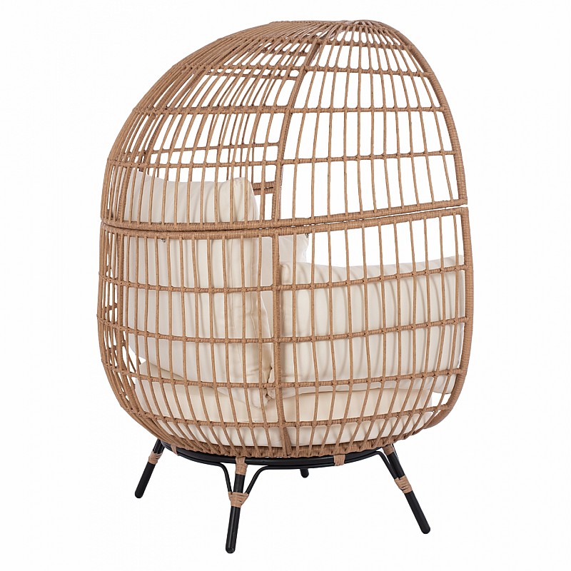 ΠΟΛΥΘΡΟΝΑ ΦΩΛΙΑ ALLEGRA HM5764 ΜΕ WICKER ΣΕ ΜΠΕΖ ΑΠΟΧΡΩΣΗ 110x85x148 εκ.