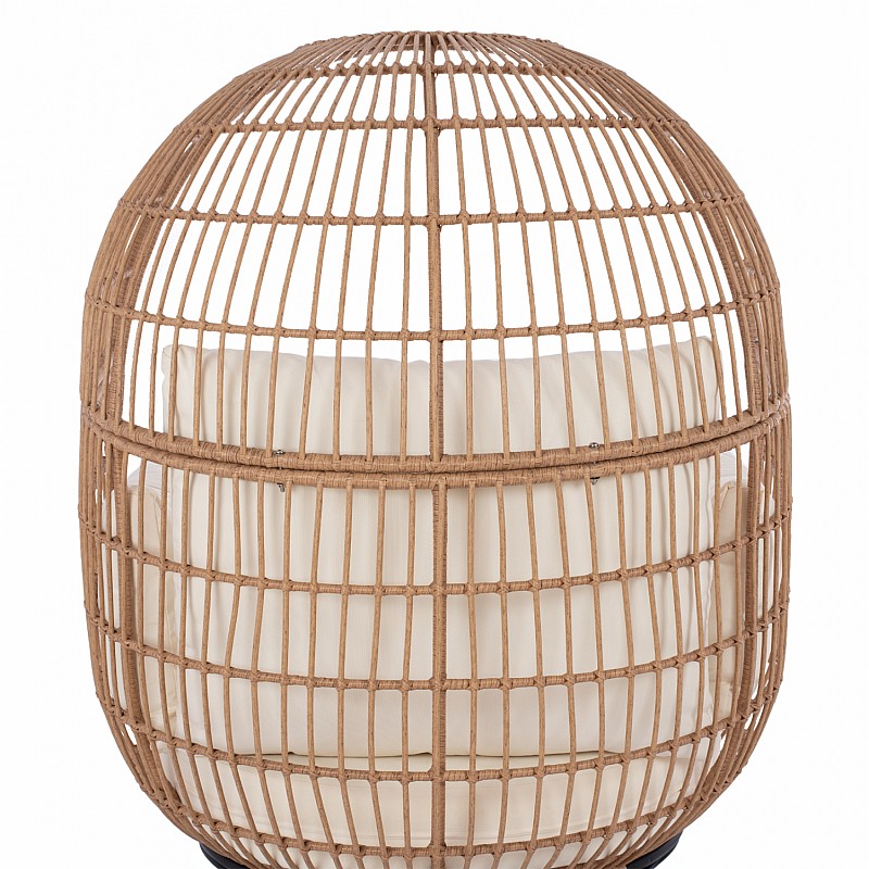 ΠΟΛΥΘΡΟΝΑ ΦΩΛΙΑ ALLEGRA HM5764 ΜΕ WICKER ΣΕ ΜΠΕΖ ΑΠΟΧΡΩΣΗ 110x85x148 εκ.