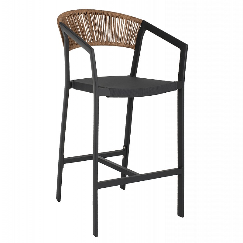 ΣΚΑΜΠΟ ΑΛΟΥΜΙΝΙΟΥ ΜΕ ΜΠΡΑΤΣΑ ΑΝΘΡΑΚΙ PE RATTAN TEXTLINE 56x58x105Y εκ.HM5892.01