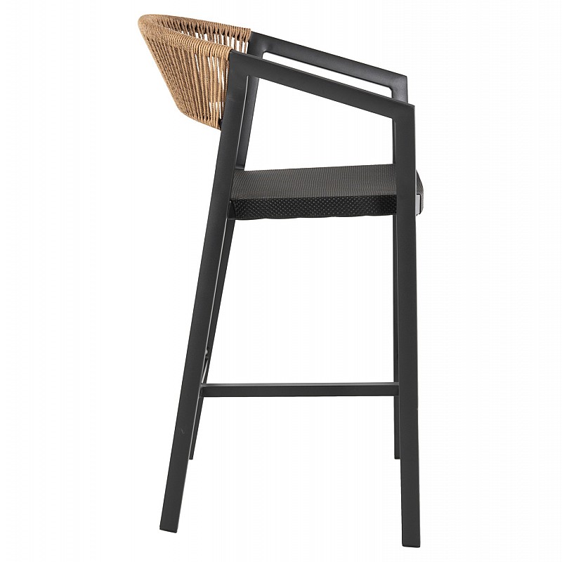ΣΚΑΜΠΟ ΑΛΟΥΜΙΝΙΟΥ ΜΑΥΡΟ ΜΕ ΜΠΡΑΤΣΑ-RATTAN ΜΠΕΖ & TEXTLINE HM5892.05 56x58x105Y εκ.