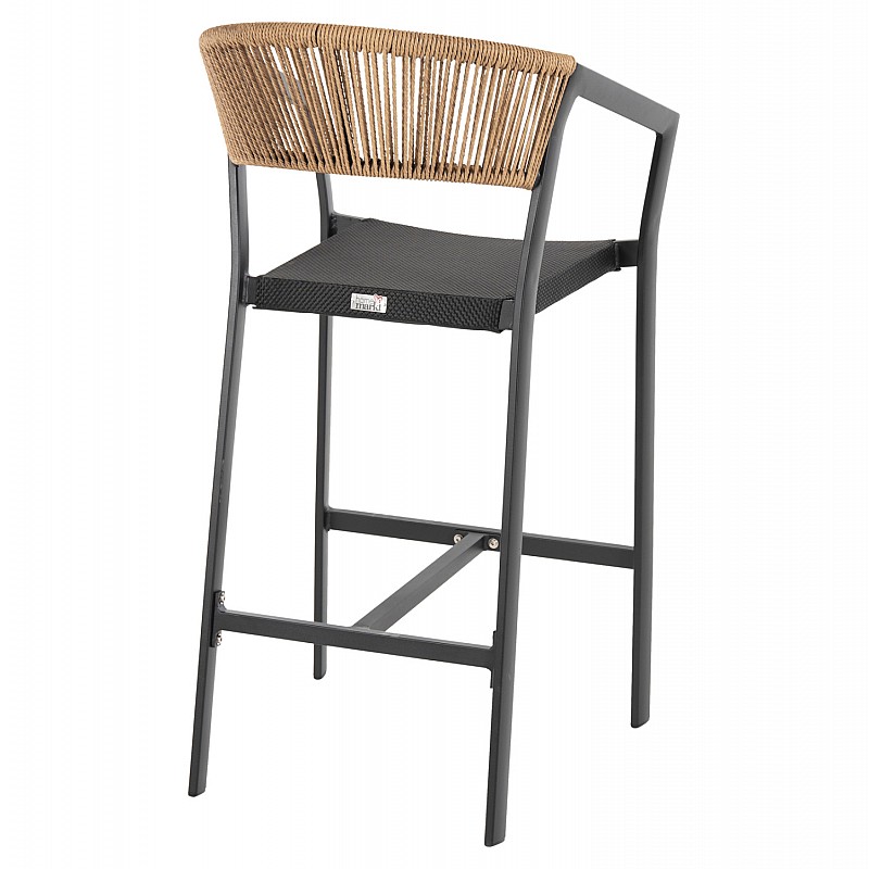 ΣΚΑΜΠΟ ΑΛΟΥΜΙΝΙΟΥ ΜΑΥΡΟ ΜΕ ΜΠΡΑΤΣΑ-RATTAN ΜΠΕΖ & TEXTLINE HM5892.05 56x58x105Y εκ.