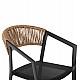ΣΚΑΜΠΟ ΑΛΟΥΜΙΝΙΟΥ ΜΑΥΡΟ ΜΕ ΜΠΡΑΤΣΑ-RATTAN ΜΠΕΖ & TEXTLINE HM5892.05 56x58x105Y εκ.