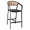ΣΚΑΜΠΟ ΑΛΟΥΜΙΝΙΟΥ ΜΑΥΡΟ ΜΕ ΜΠΡΑΤΣΑ-RATTAN ΜΠΕΖ & TEXTLINE HM5892.05 56x58x105Y εκ.