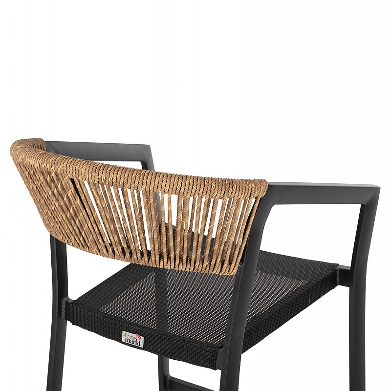 ΣΚΑΜΠΟ ΑΛΟΥΜΙΝΙΟΥ ΜΑΥΡΟ ΜΕ ΜΠΡΑΤΣΑ-RATTAN ΜΠΕΖ & TEXTLINE HM5892.05 56x58x105Y εκ.