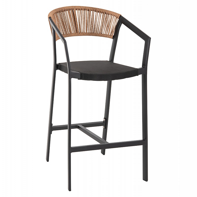 ΣΚΑΜΠΟ ΑΛΟΥΜΙΝΙΟΥ ΜΑΥΡΟ ΜΕ ΜΠΡΑΤΣΑ-RATTAN ΜΠΕΖ & TEXTLINE HM5892.05 56x58x105Y εκ.