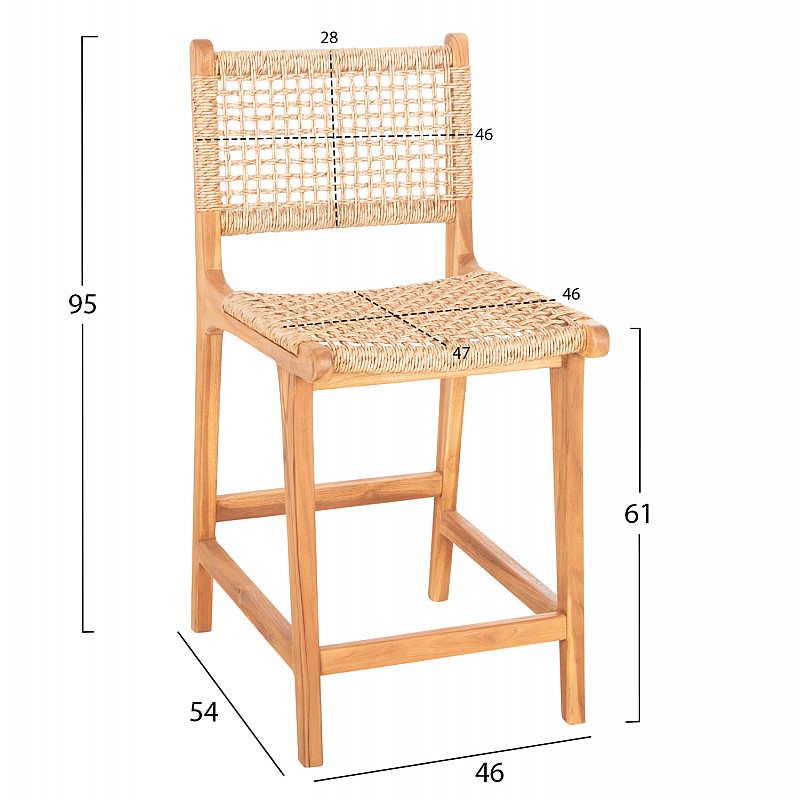 ΣΚΑΜΠΟ ΜΠΑΡ ΜΕ ΠΛΑΤΗ NESHA HM9381.11 ΞΥΛΟ ΤΕΑΚ & ΣΧΟΙΝΙ VIRO VIRO 46x48,5x96Υεκ.