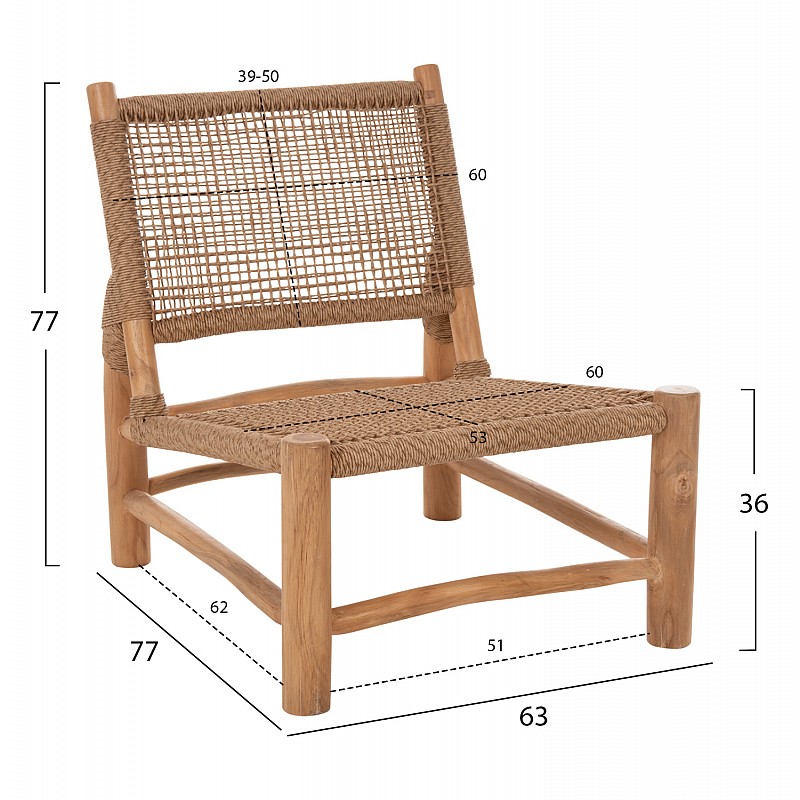 ΚΑΡΕΚΛΑ LONDER HM5986 ΞΥΛΟ TEAK ΣΕ ΦΥΣΙΚΟ ΚΑΙ ΣΥΝΘΕΤΙΚΟ RATTAN 63x77x77Υεκ.