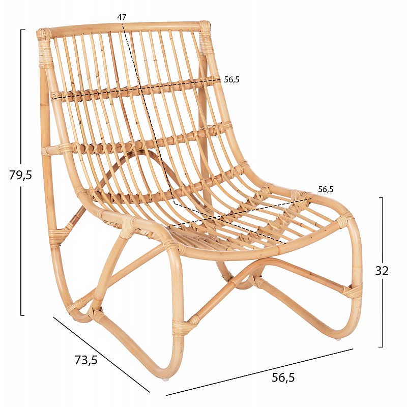 ΠΟΛΥΘΡΟΝΑ GRINN HM9815.01 ΡΑΒΔΟΙ RATTAN ΣΕ ΦΥΣΙΚΟ 56,5x73,5x79,5Υ εκ.