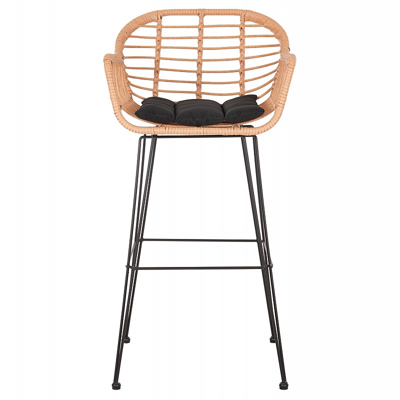 ΣΚΑΜΠΟ ΜΠΑΡ ΨΗΛΟ ALLEGRA HM5640.11 ΜΠΕΖ P.E. RATTAN-ΜΑΥΡΟ ΜΕΤΑΛΛΟ 54x55x108Υεκ.