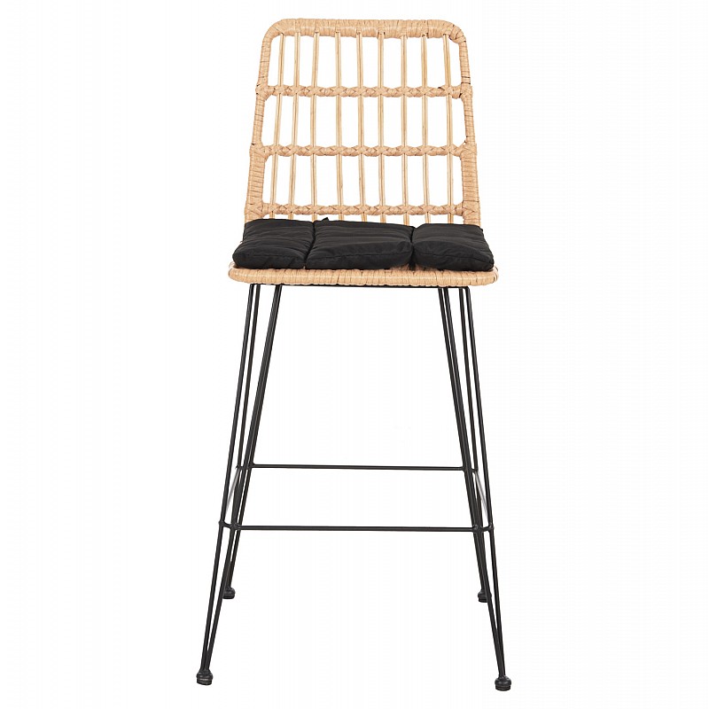 ΣΚΑΜΠΟ ΜΕΣ.ΥΨΟΥΣ ALLEGRA HM5643.11 ΜΕΤΑΛΛΟ&ΜΑΞΙΛΑΡΙ ΜΑΥΡΟ-WICKER ΜΠΕΖ 50x55x103Υεκ.