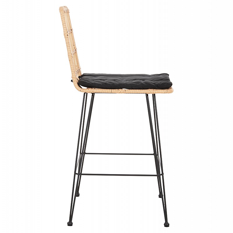 ΣΚΑΜΠΟ ΜΕΣ.ΥΨΟΥΣ ALLEGRA HM5643.11 ΜΕΤΑΛΛΟ&ΜΑΞΙΛΑΡΙ ΜΑΥΡΟ-WICKER ΜΠΕΖ 50x55x103Υεκ.