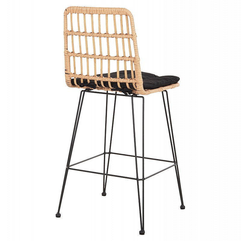 ΣΚΑΜΠΟ ΜΕΣ.ΥΨΟΥΣ ALLEGRA HM5643.11 ΜΕΤΑΛΛΟ&ΜΑΞΙΛΑΡΙ ΜΑΥΡΟ-WICKER ΜΠΕΖ 50x55x103Υεκ.