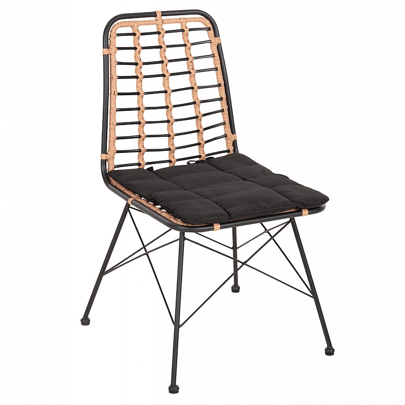ΚΑΡΕΚΛΑ ΜΕΤΑΛΛΙΚΗ ALLEGRA HM5691.11 WICKER ΜΠΕΖ-ΜΑΥΡΟ 51x54x84Υεκ.