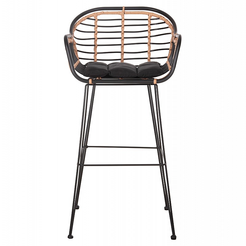 ΣΚΑΜΠΟ ΜΠΑΡ ALLEGRA HM5690.11 ΜΕΤΑΛΛΟ&ΜΑΞΙΛΑΡΙ ΜΑΥΡΟ-WICKER ΜΠΕΖ 55x54x108Υεκ.