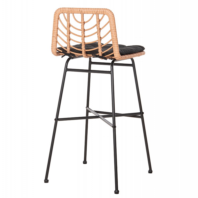 ΣΚΑΜΠΟ ΜΠΑΡ ΨΗΛΟ GERALD HM5706.11 ΜΕΤΑΛΛΟ&ΜΑΞΙΛΑΡΙ ΜΑΥΡΟ-WICKER ΜΠΕΖ 49x50x101Υεκ.