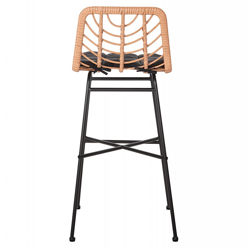 ΣΚΑΜΠΟ ΜΠΑΡ ΨΗΛΟ GERALD HM5706.11 ΜΕΤΑΛΛΟ&ΜΑΞΙΛΑΡΙ ΜΑΥΡΟ-WICKER ΜΠΕΖ 49x50x101Υεκ.