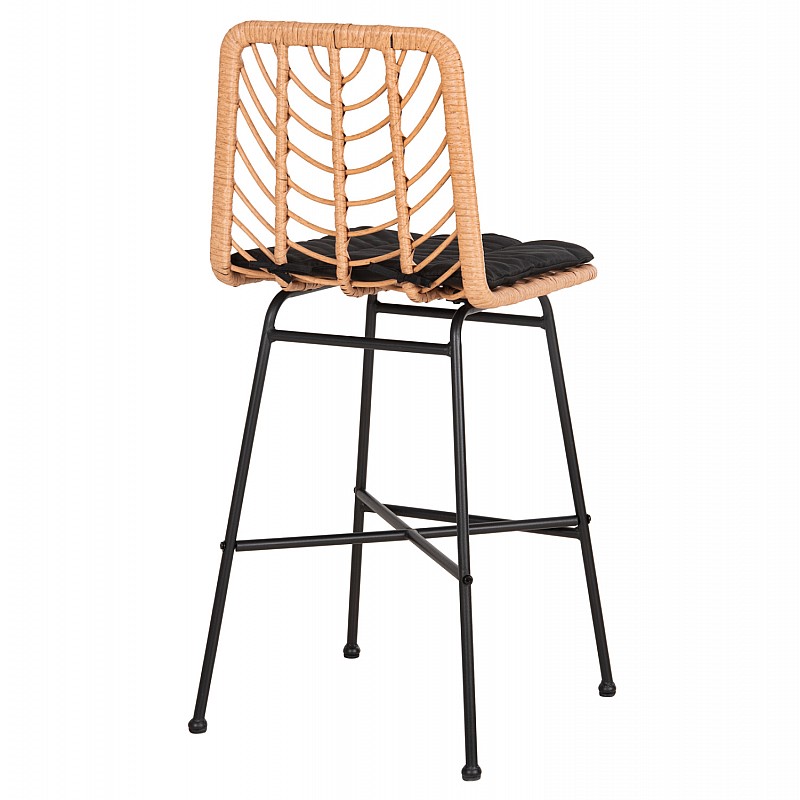 ΣΚΑΜΠΟ ΜΕΣ.ΥΨΟΥΣ GERALD HM5707.11 ΜΕΤΑΛΛΟ&ΜΑΞΙΛΑΡΙ ΜΑΥΡΟ-WICKER ΜΠΕΖ 47x47x101Υεκ.