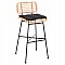 ΣΚΑΜΠΟ ΜΠΑΡ ΨΗΛΟ ALLEGRA HM5708.11 ΜΕΤΑΛΛΟ&ΜΑΞΙΛΑΡΙ ΜΑΥΡΟ-WICKER ΜΠΕΖ 48x49x99,5Υεκ.