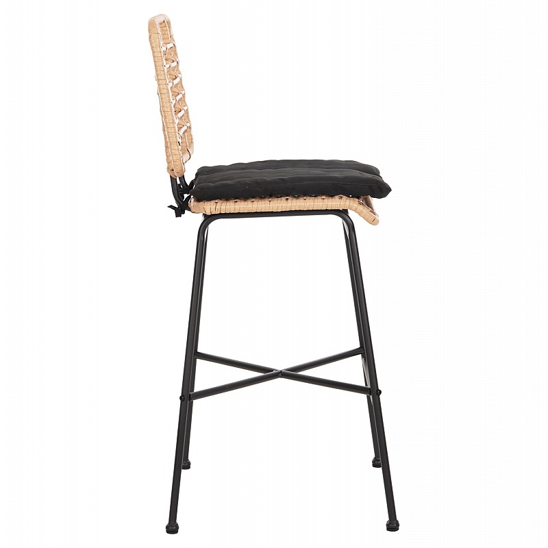 ΣΚΑΜΠΟ ΜΠΑΡ ΜΕΣ.ΥΨΟΥΣ ALLEGRA HM5709.11 ΜΕΤΑΛΛΟ&ΜΑΞΙΛΑΡΙ ΜΑΥΡΟ-WICKER ΜΠΕΖ 46x46x99Υεκ