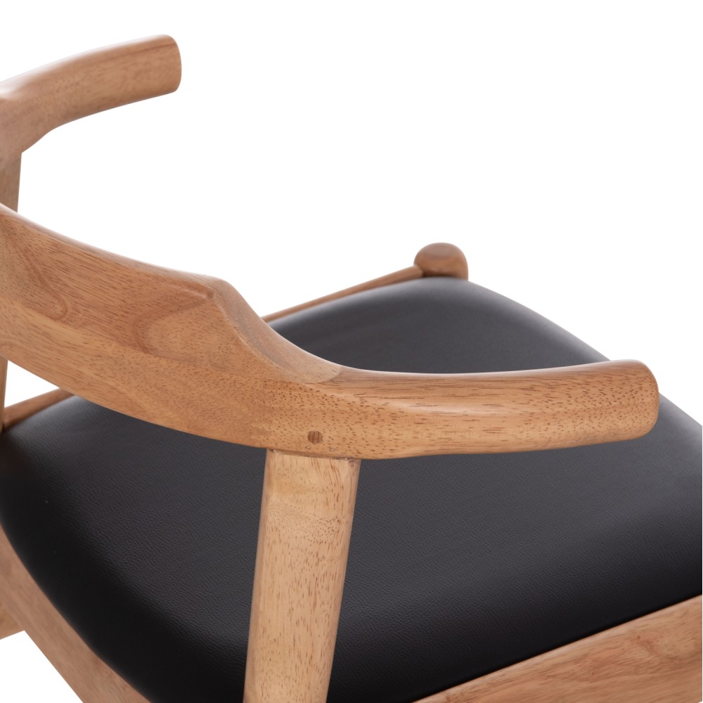 ΠΟΛΥΘΡΟΝΑ CERSEI HM9946.01 RUBBERWOOD ΣΕ LIGHT OAK & PU ΣΕ ΜΑΥΡΟ 57x53x72Υεκ