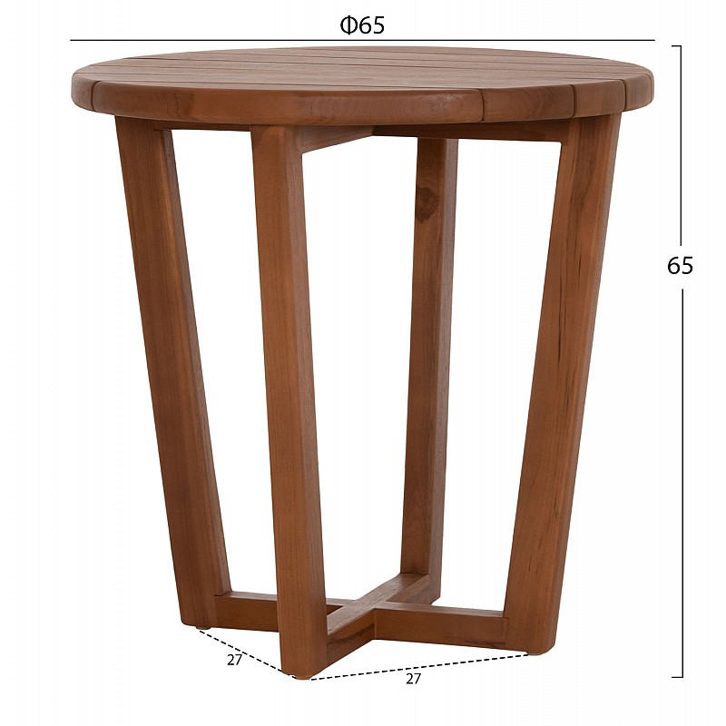 ΤΡΑΠΕΖΙ ΜΕΣΗΣ ΣΤΡΟΓΓΥΛΟ KOLIN HM6629 ΞΥΛΟ TEAK ΣΕ ΦΥΣΙΚΟ Φ65x65Υεκ.