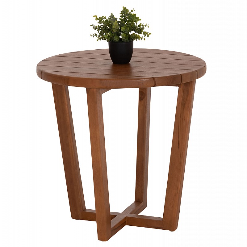 ΤΡΑΠΕΖΙ ΜΕΣΗΣ ΣΤΡΟΓΓΥΛΟ KOLIN HM6629 ΞΥΛΟ TEAK ΣΕ ΦΥΣΙΚΟ Φ65x65Υεκ.