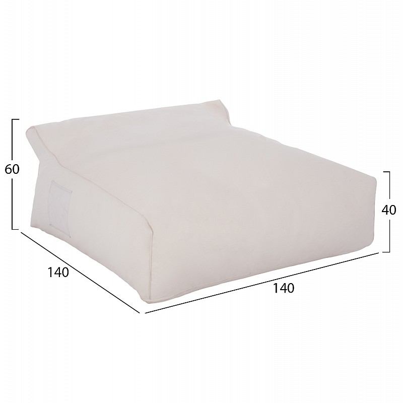 ΠΟΥΦ YAMIN 2ΑΤΟΜΩΝ ΜΕ TEXTILENE 600gr/m2 2X1 ΛΕΥΚΟ HM5773.11 140x140x40-60Υεκ.