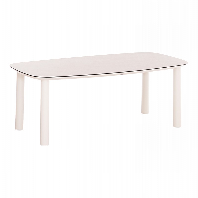 ΤΡΑΠΕΖΙ DOSUN HM6202.02 ΚΡΕΜ ΑΛΟΥΜΙΝΙΟ-3D PRINT ΓΥΑΛΙ ΚΕΡΑΜΙΚΟ LOOK 220x100x75Υεκ