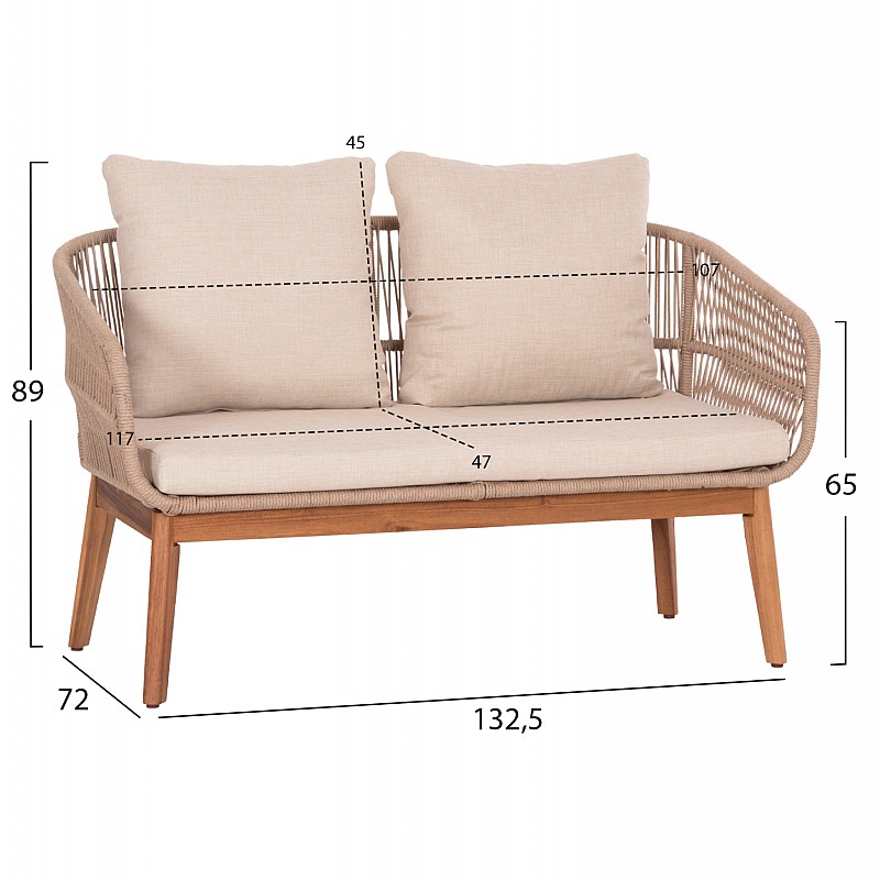 ΣΕΤ ΣΑΛΟΝΙ ΕΞ.ΧΩΡΟΥ 4ΤΜΧ FRANKY HM6231 ΞΥΛΟ ΑΚΑΚΙΑΣ-ΜΕΤΑΛΛΟ-ΣΧΟΙΝΙ