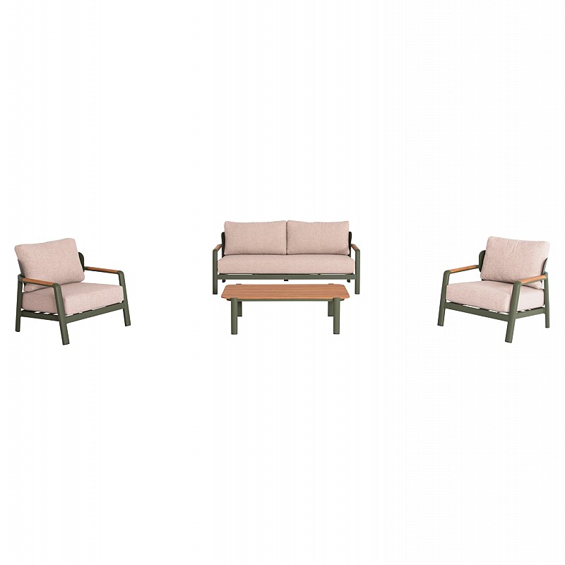 ΣΕΤ ΣΑΛΟΝΙ ΕΞ.ΧΩΡΟΥ 4ΤΜΧ ELARA HM6195.06 ΠΡΑΣΙΝΟ ΑΛΟΥΜΙΝΙΟ-ΜΠΕΖ OLEFIN-TEAK ΦΥΣΙΚΟ