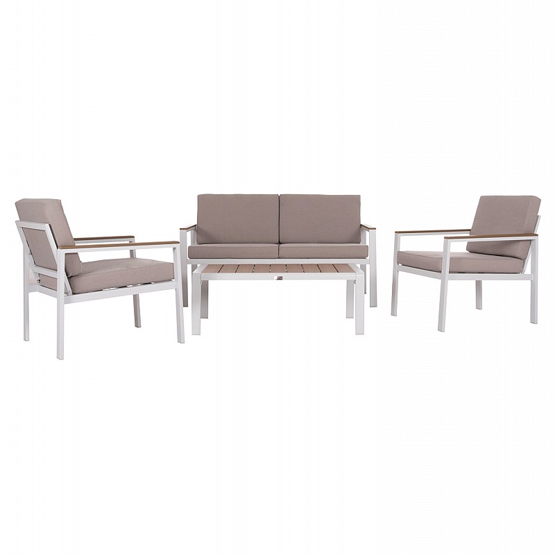 ΣΕΤ ΣΑΛΟΝΙ ΕΞ.ΧΩΡΟΥ 4ΤΜΧ SAFIN HM6278.01 ΑΛΟΥΜΙΝΙΟ ΛΕΥΚΟ--POLYWOOD--ΜΠΕΖ OLEFIN