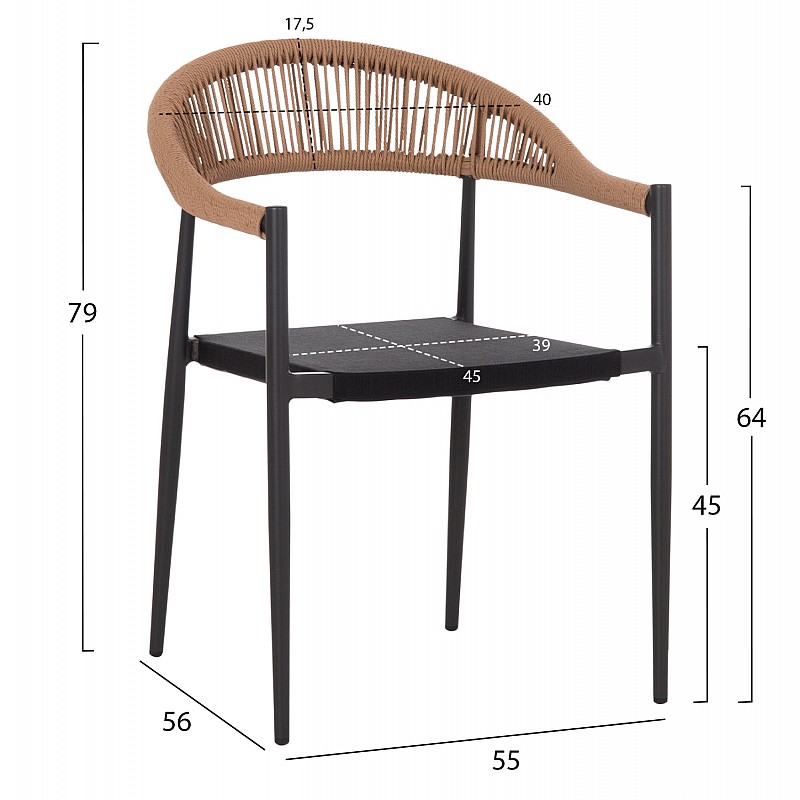 ΠΟΛΥΘΡΟΝΑ BERG HM6284.02 ΑΛΟΥΜΙΝΙΟ & TEXTILENE ΣΚΟΥΡΟ ΓΚΡΙ--P.E.TWISTED RATTAN 55x56x79Υεκ