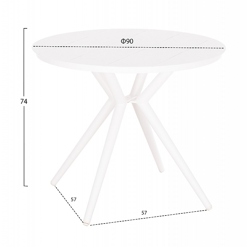 ΤΡΑΠΕΖΙ ΣΤΡΟΓΓΥΛΟ ΑΛΟΥΜΙΝΙΟΥ HIGER HM6289.02 ΛΕΥΚΟ Φ90x74Yεκ.