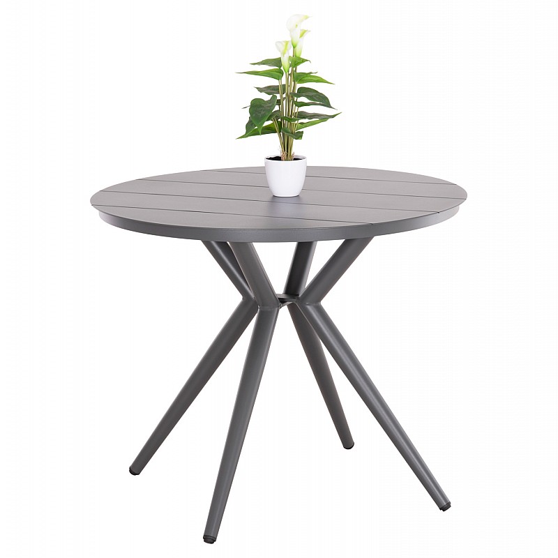 ΤΡΑΠΕΖΙ ΣΤΡΟΓΓΥΛΟ ΑΛΟΥΜΙΝΙΟΥ HIGER HM6289.01 ΓΚΡΙ Φ90x74Yεκ.