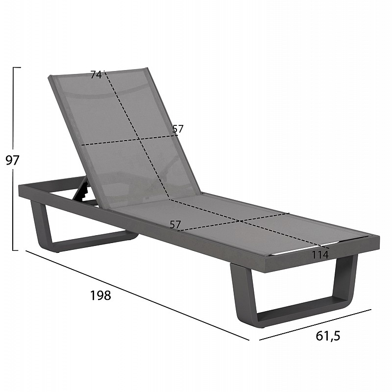 ΞΑΠΛΩΣΤΡΑ ΑΛΟΥΜΙΝΙΟΥ ΜΕ ΥΦΑΣΜΑ TESLIN RICKON HM6292.01 ΣΕ ΓΚΡΙ 198x61,5x97Υεκ.