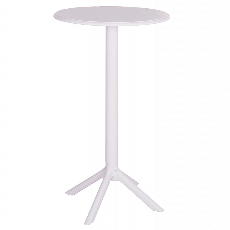 ΤΡΑΠΕΖΙ ΜΠΑΡ ΣΤΡΟΓΓΥΛΟ TERRIN HM6126.11 ΠΟΛΥΠΡΟΠΥΛΕΝΙΟ ΛΕΥΚΟ Φ60x106Υεκ.