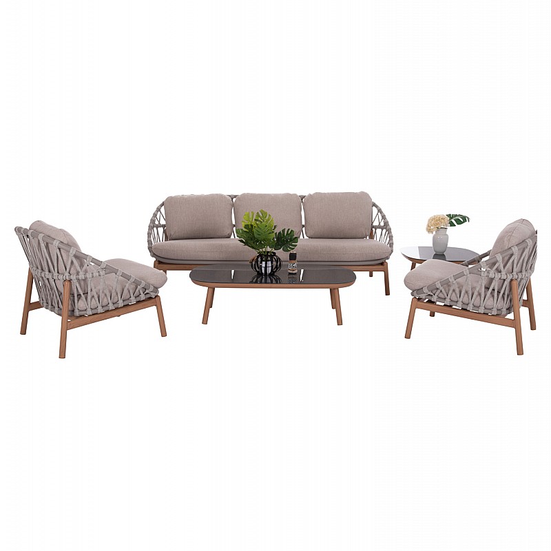 ΣΕΤ ΣΑΛΟΝΙ ΕΞ.ΧΩΡΟΥ 5ΤΜΧ KROM HM6360.02 ΑΛΟΥΜΙΝΙΟ--ΣΧΟΙΝΙ STRAP--3D PRINTED ΓΥΑΛΙ